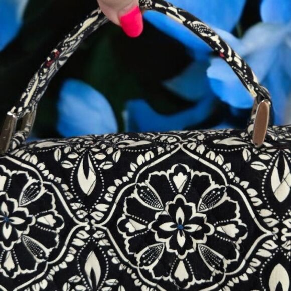 Vera Bradley Barcelona Black Julia Satchel Crossbody Strap Handle Lock Purse Bag - Picture 7 of 14